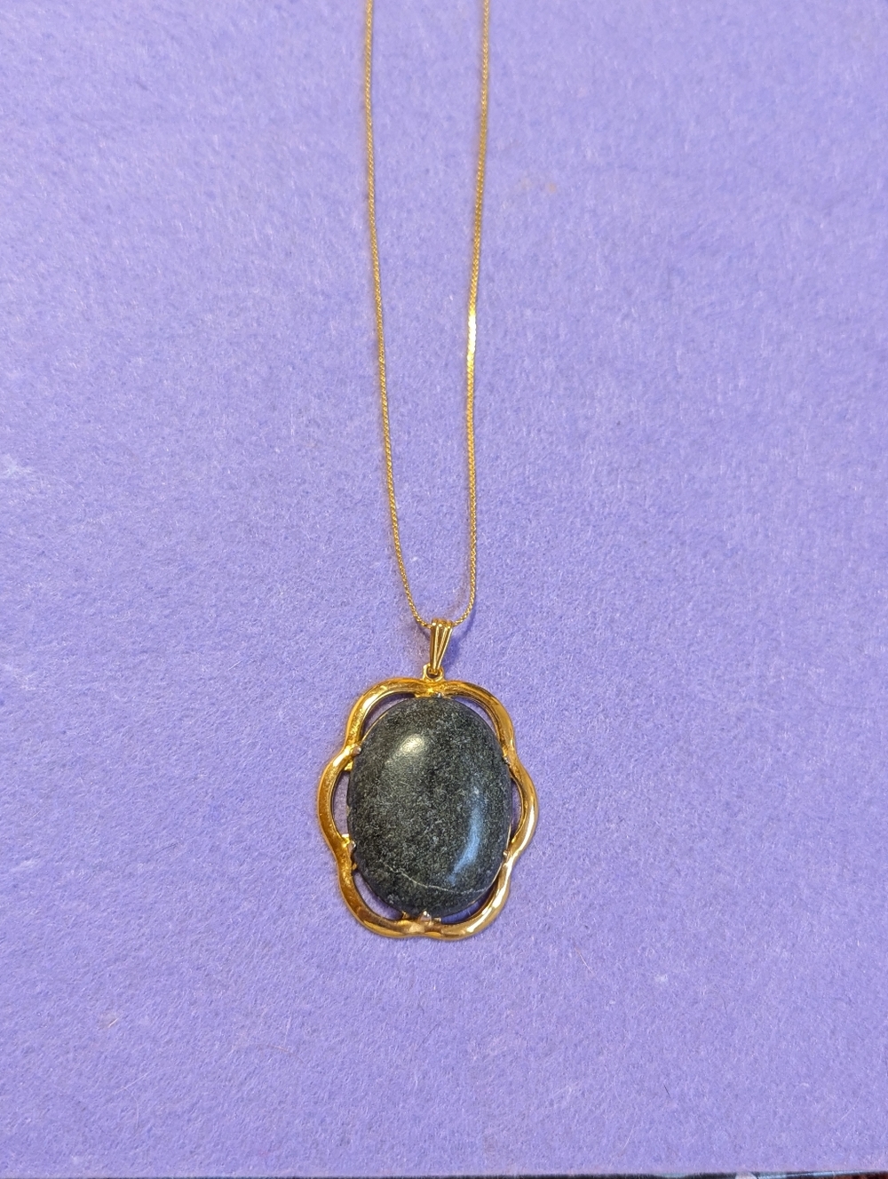 Large Dark Green Stone Gold Necklace